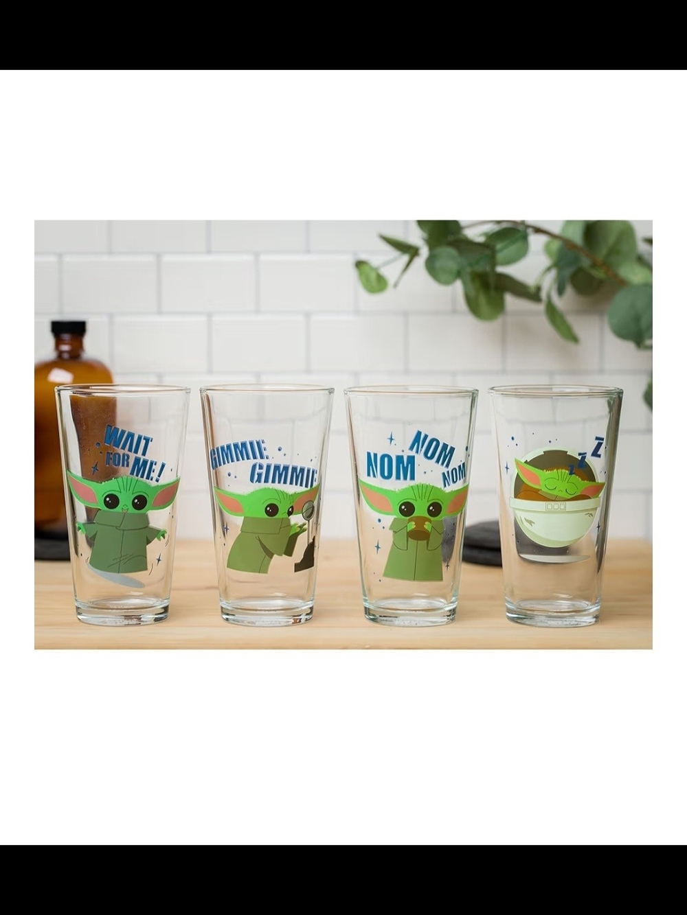 Grogu Character Pint Glass Set - Green and Blue Accents